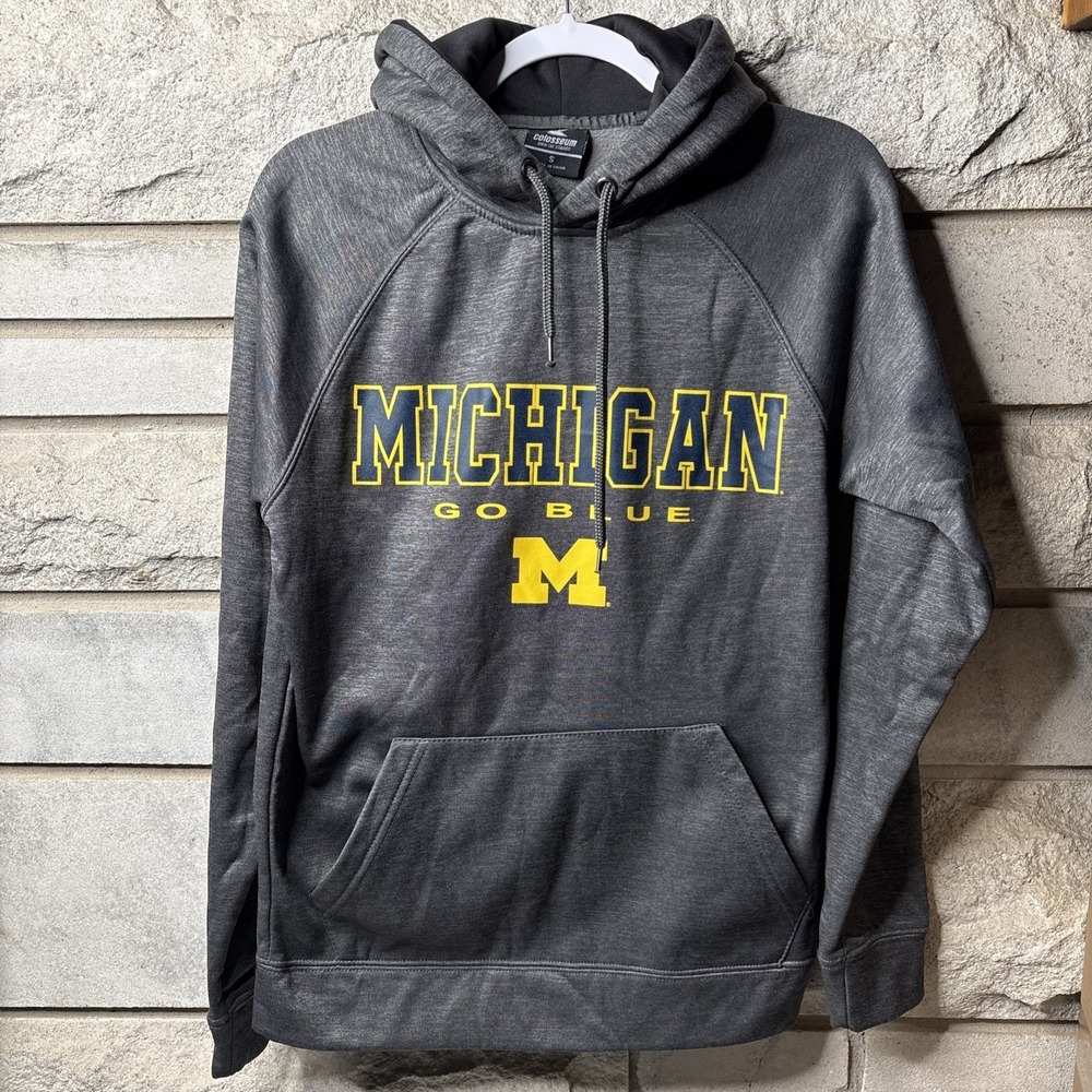 Colosseum Michigan Wolverines Pullover Hoodie Gray Men's Small NCAA Football EUC